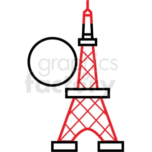 Japan Tokyo tower with red vector icon