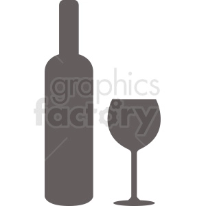 bottle of wine with glass silhouette vector