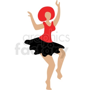 cartoon red hair woman dancing vector clipart