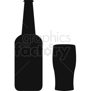 bottle with glass silhouette clipart