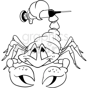 black and white cartoon scorpion vector clipart