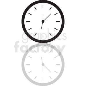 vector clock clipart with shadow