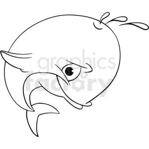 black white cartoon dolphin clipart