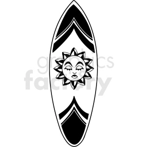 black and white surfboard vector clipart