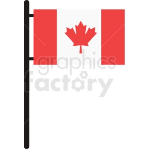The image is a clipart of the Canadian flag. It features two vertical red bands on either side and a white square in the center with a red maple leaf.
