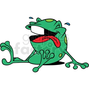 The clipart image shows a cartoon frog that is laughing hysterically. The frog is depicted with its mouth wide open, and eyes closed. The image is intended to convey a sense of humor or amusement.
