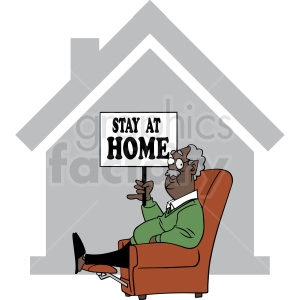 african american grandpa stay at home quarantined cartoon vector clipart