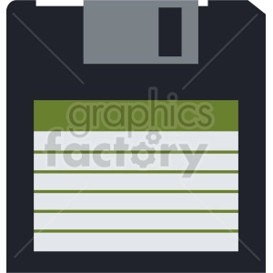 The clipart image shows an icon of a floppy disk, which was a type of data storage device commonly used with computers in the past. The image is a simplified, stylized illustration of the floppy disk, with a label that reads 