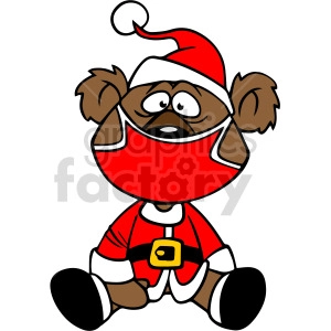 Santa teddy bear wearing mask vector clipart