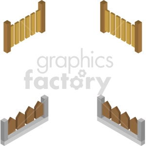 isometric fence vector icon clipart 6