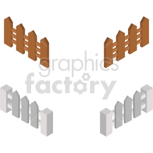 isometric fence vector icon clipart s1