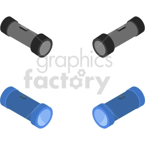 isometric flashlight vector icon clipart bundle