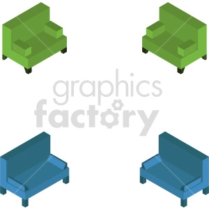 isometric couch vector icon clipart 1