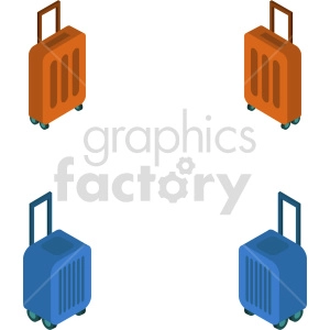 isometric luggage vector icon clipart 3