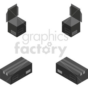 isometric black box vector icon clipart 1