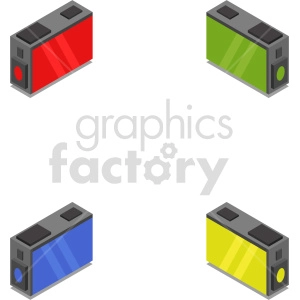isometric ink cartridge vector icon clipart set