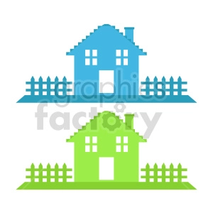 neighborhood house with picket fence vector clipart