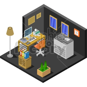 little office isometric vector graphic