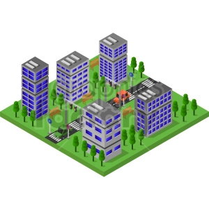 city apartment buildings isometric graphic