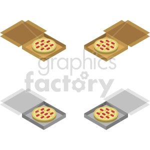 pizza in boxes bundle vector graphic