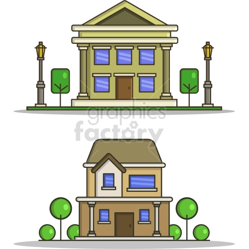 house flat icon vector graphic set