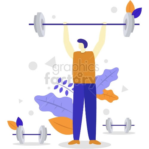The clipart image shows a simplified illustration of a person engaged in weightlifting exercise. The person is depicted as lifting a barbell with both hands, while standing in an upright position with their feet shoulder-width apart. The image is intended to represent the concept of fitness and exercise related to weightlifting.
