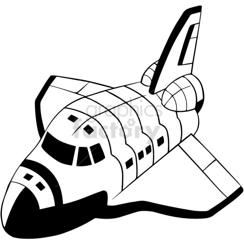 black and white cartoon space shuttle clipart
