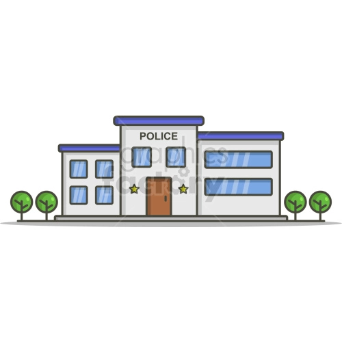 police station flat vector graphic