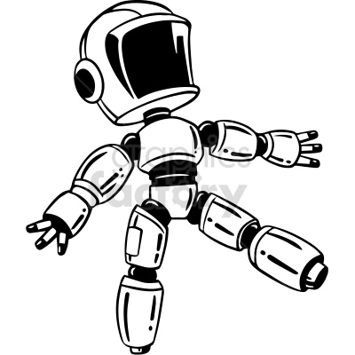 black and white robot clipart