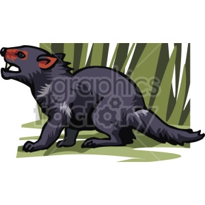 The clipart image shows a wolverine. It is in the foreground, with grass in the background

