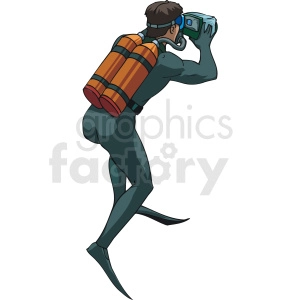 underwater photographer in scuba suit