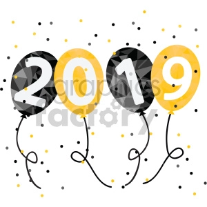 2019 new years eve party balloons vector art