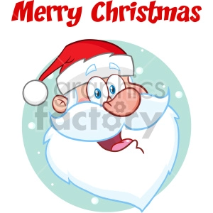 Happy Santa Claus Face Classic Cartoon Mascot Character Vector Illustration With Text Merry Christmas