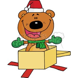 teddy bear popping out of a present