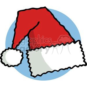 Santa Hat in Front of a Blue Circle 