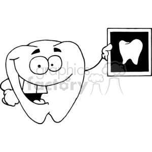 Happy tooth holding up an x ray of a tooth