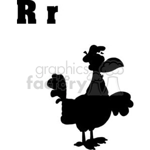 Silhouette of a Rooster Isolated on a White Background
