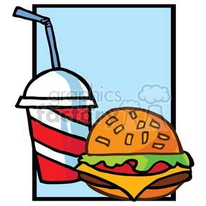 Fast Food Hamburger And Drink On Blue Background