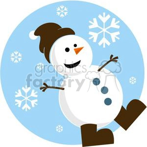 snowman with brown hat and brown skates
