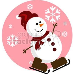 snowman with pink background and red Santa hat