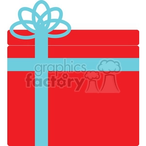 blue bow on a red Christmas gift