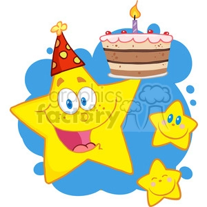 Royalty-Free-RF-Copyright-Safe-Happy-Star-Holding-A-Birthday-Cake-With-Little-Two-Stars