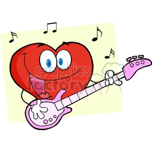 102561-Cartoon-Clipart-Romantic-Red-Heart-Man-Playing-A-Guitar-And-Singing