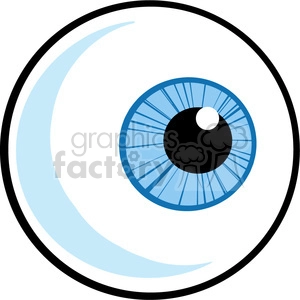 The image is a simple and stylized illustration of a human eye. It consists of a black, thick outline forming the overall shape of the eye, with a white sclera, a blue iris with radial lines, and a large black pupil in the center. There's a small white reflection on the pupil indicating a light source, adding a sense of dimension to the drawing.