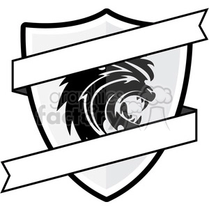 shield with lion emblem and blank ribbon
