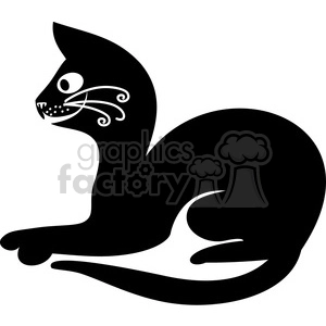 vector clip art illustration of black cat 059