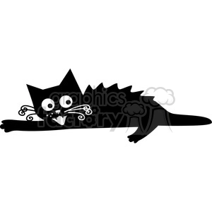vector clip art illustration of black cat 043