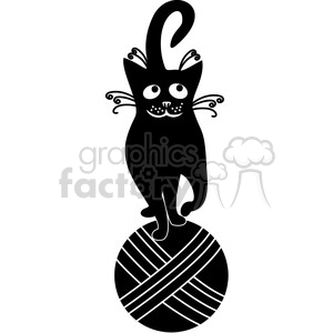 vector clip art illustration of black cat 056