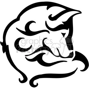 The image is a black and white, stylized representation of what appears to be a canine, possibly a husky or a wolf, in profile view. The design is simple with clear outlines, suitable for vinyl cutting or tattoos. It's characterized by flowing lines and tribal-like patterns.