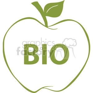 12921 RF Clipart Illustration Apple With Green Outline And Text BIO